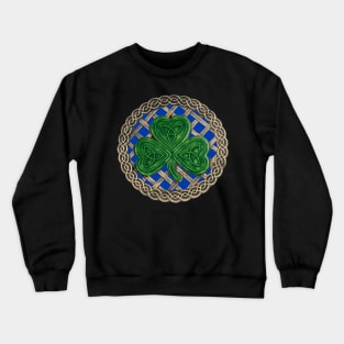 Celtic Knot Shamrock Blue Background Crewneck Sweatshirt